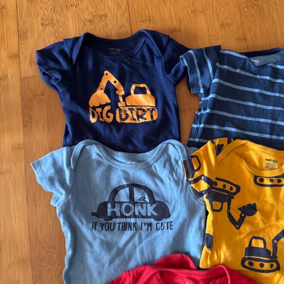 Baby Boy One Piece Bundle 3-6 months trucks construction car short sleeve - Picture 2 of 4